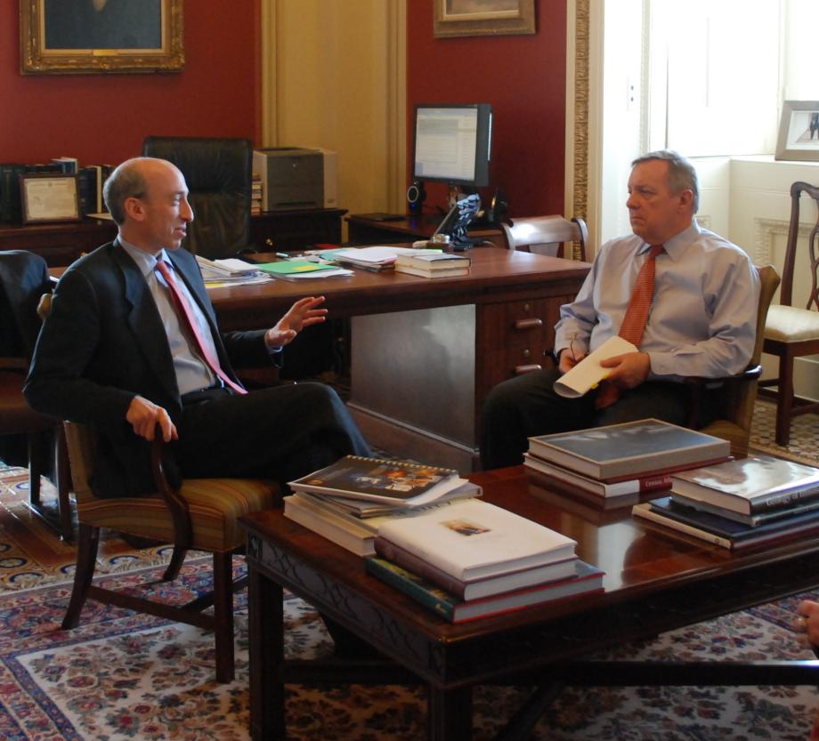 Durbin met with Commodity Futures Trading Commission Chairman Gary Gensler to discuss Wall Street Reform and the Fiscsal Year 2013 Budget.